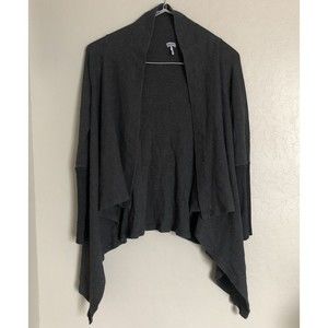 Splendid Cardigan Womens XS/S  Gray Long Sleeve Waterfall Open Front Waffle Knit